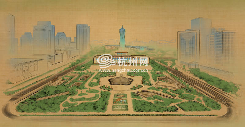 杭州地标手绘之武林广场