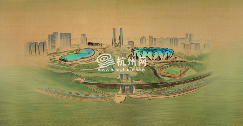 杭州地标手绘之杭州奥林匹克体育中心(01)