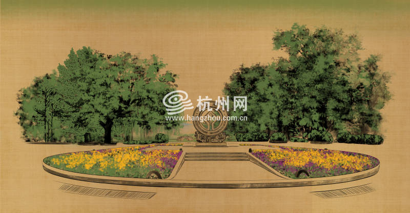杭州地标手绘之古涌金门地区世界遗产地标